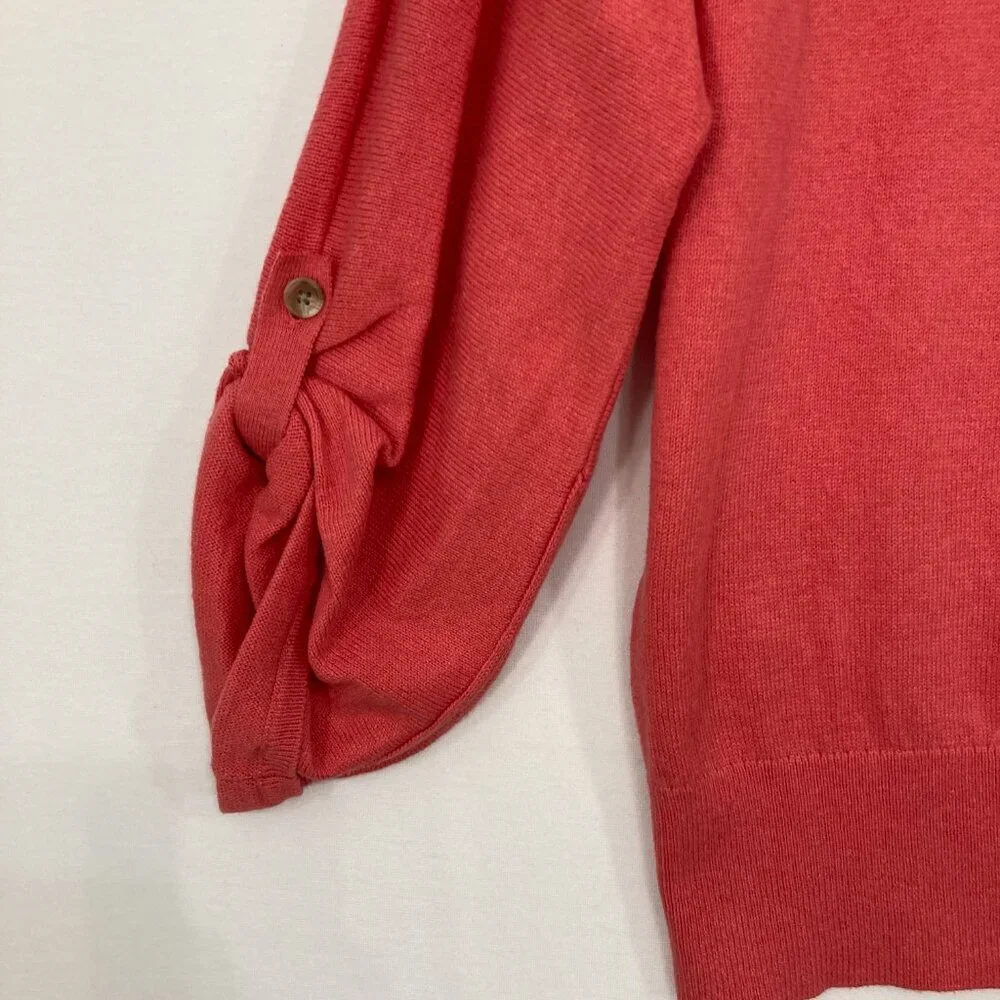 New Ann Taylor Loft Medium Orange Cashmere Blend‎ 3/4 Sleeve Light Knit Sweater
